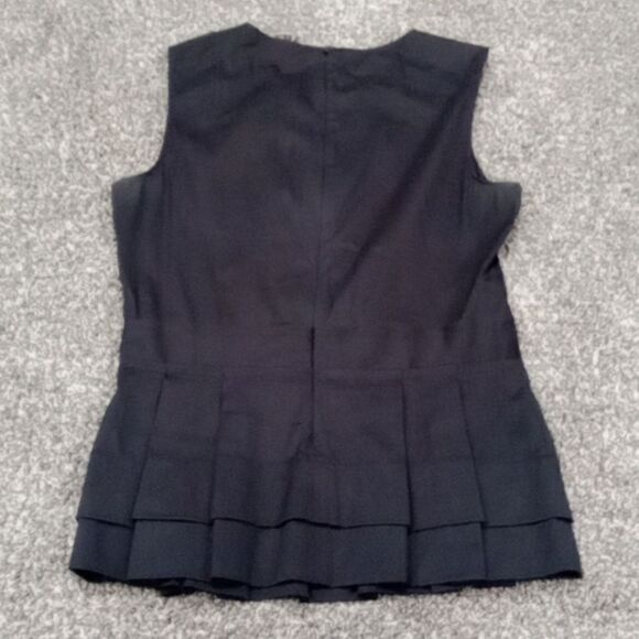 Theory Calyx poignant pleated sleeveless blouse w banded waist in black Size TP - Picture 3 of 3